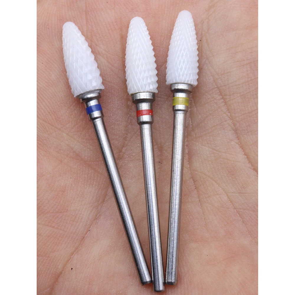 1 pz punta da trapano per unghie a forma di proiettile in ceramica ruota fresa per unghie punte per trapano elettrico per manicure pedicure anche