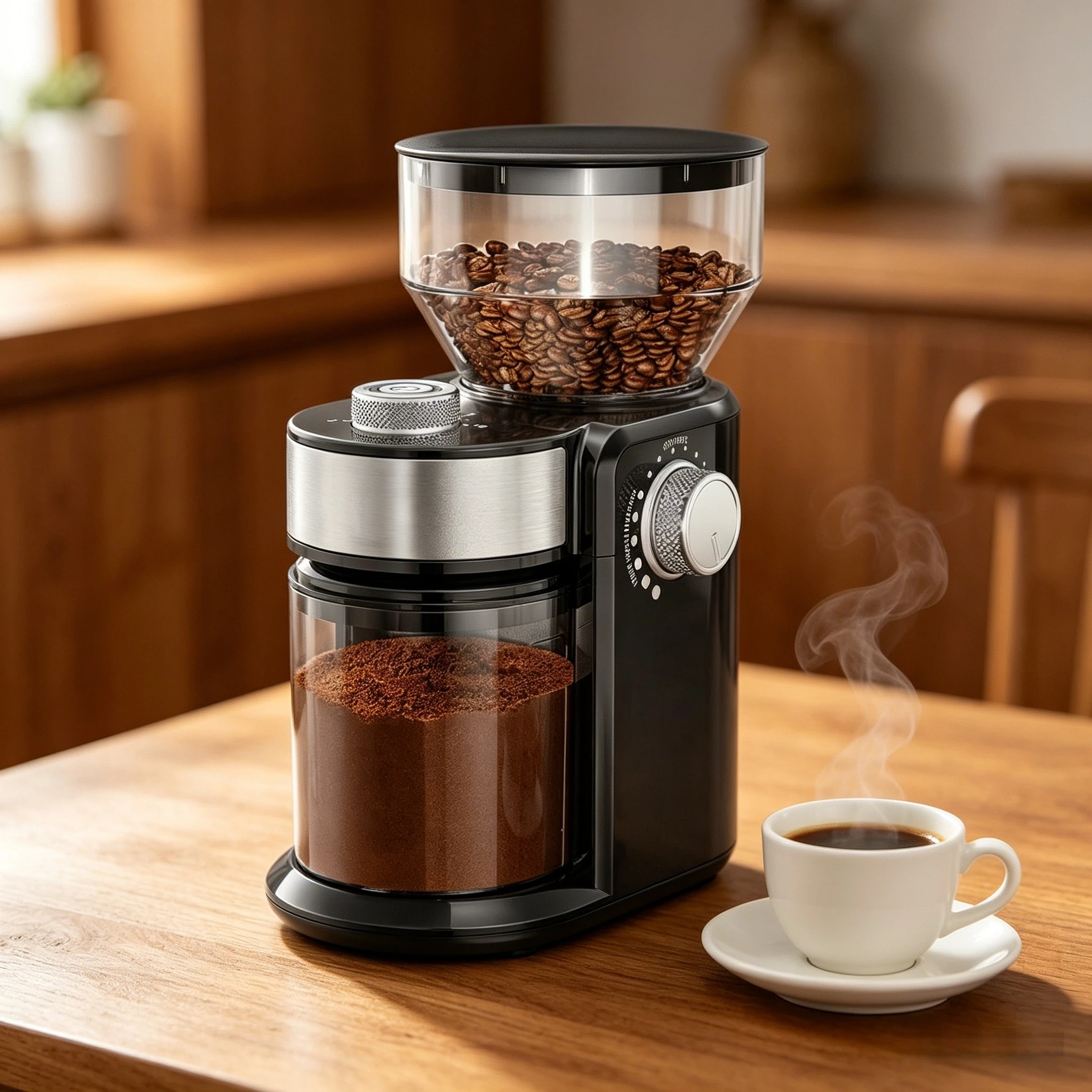 

Italian Moka Espresso Coffee Grinder Fully Automatic Household Bean Milling Machine Durable Stainless Steel Burr Structure
