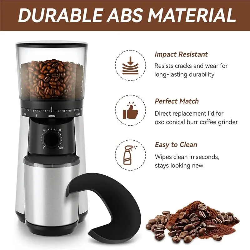 Replacement Lid For OXO Brew Conical Burr Coffee Grinder- Includes Container Lid For Models 8717000(Silver) And 8722600
