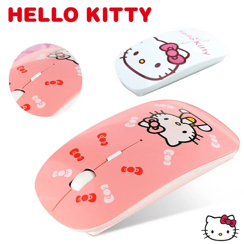 Sanrio Hello Kitty Wireless Mouse Bluetooth Mouse Ultra-thin Silent Gaming Mouse Cute USB 2.4G Mice for IPad Computer Laptop PC