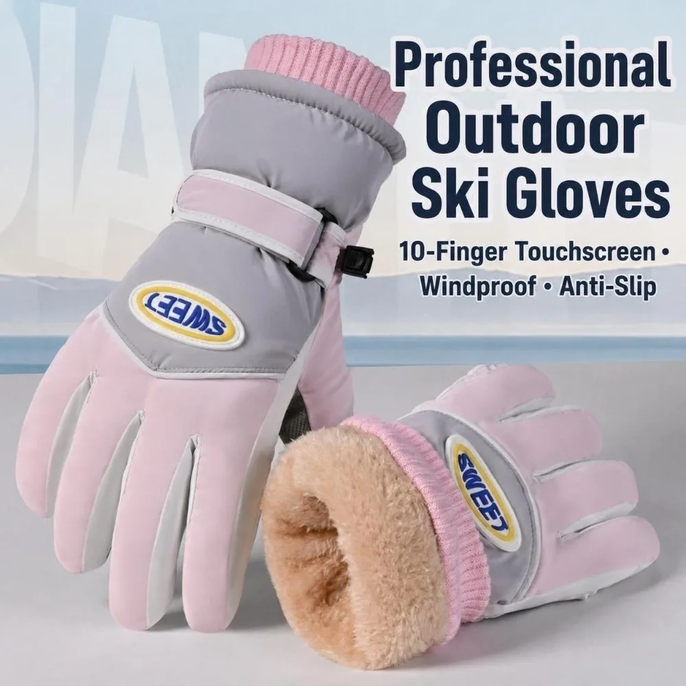 1 Pair Durable Full Finger Snowboard Gloves Soft Waterproof Skiing Gloves Warm Keep Lining Winter Gloves Snowboard