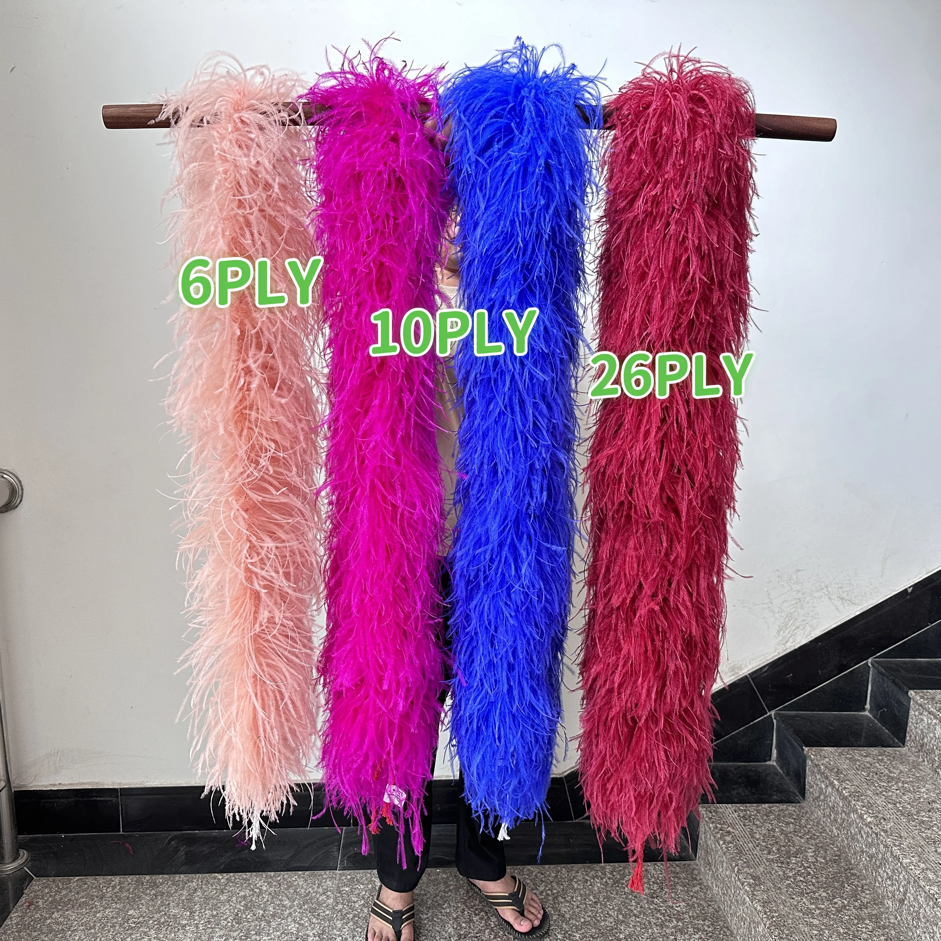 

2Meter Natural Ostrich Feathers Boa Shawl 6-30ply Fluffy Plumes Trim Scarf for Wedding Carnival Clothing Sewing Feather Decor