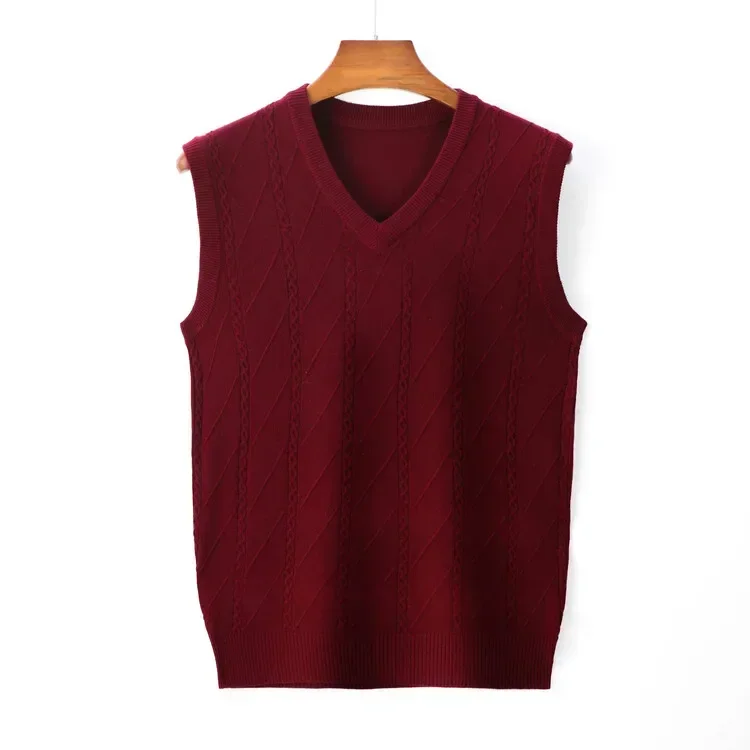 2025 Cardigan Men's Business Casual Pullover Wear Warm Sleeveless Wool Knitted Sweater Vest Tops