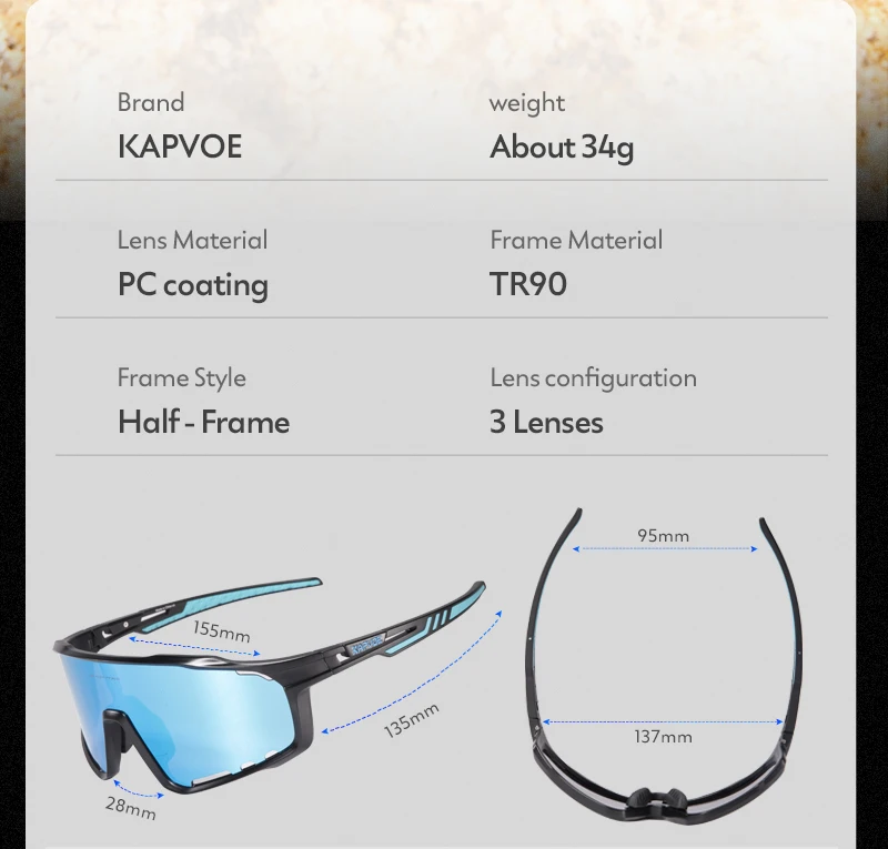 KAPVOE UV400 Radfahren Gläser Männer MTB Radfahren Sonnenbrillen Outdoor Sport Lauf Brillen Frauen Rennrad Gläser – Detail 11