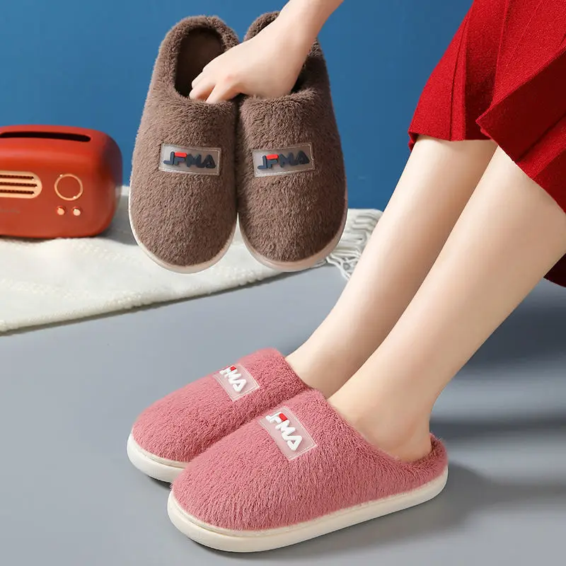 Winter Couple Cotton Slippers Non-Slip Velvet Thickening Warm Woolen Slipper