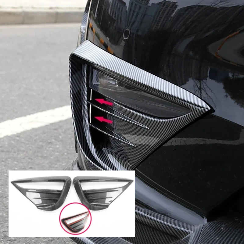 

2PCS Car Front Fog Lamp Spoiler Blade Cover Trim ABS Woof Tooth Wind Knife Decoration Sticker for Tesla Model Y 2021 2022