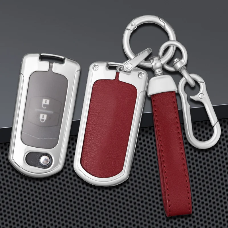 

Zinc Alloy Leather Car Metal Key Case Cover For Mazda 2 3 5 6 CX7 CX9 RX8 MX5 MPV Car Key Chain Interior Protective Accessories