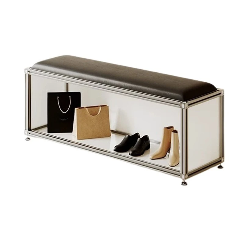 

Multifunctional aluminum profile shoe changing stool, can sit on sofa stool household soft bag