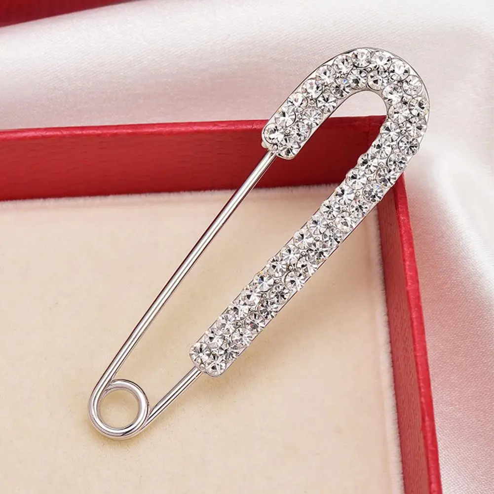 Cardigan Clip Wear Resistant Brooch Pin Durable Compact  Chic Shining Rhinestone Sweater Safety Pin