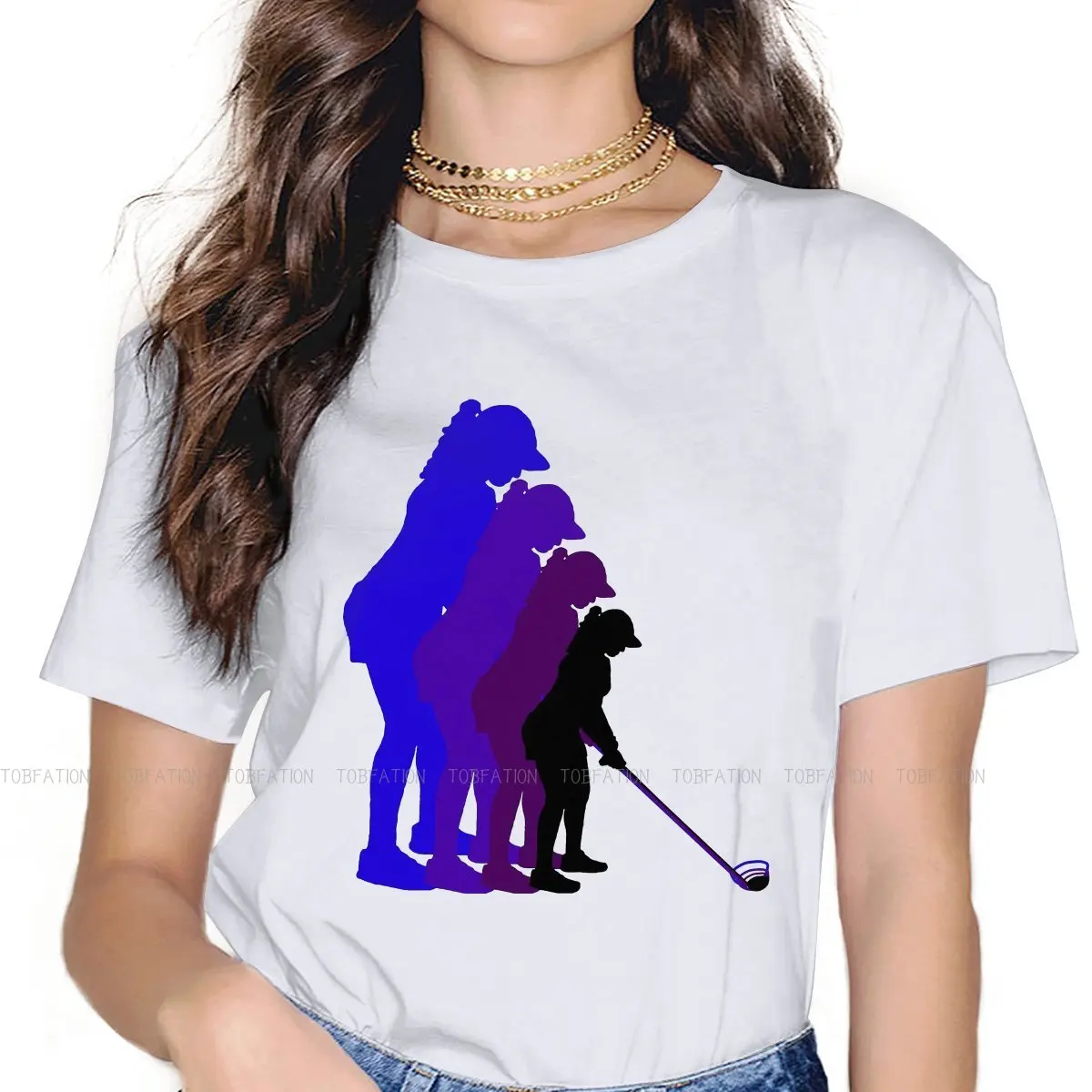 Golf TShirt for Woman Girl Multi Colored Shadows Basic Sweatshirts T Shirt Novelty Trendy Fluffy