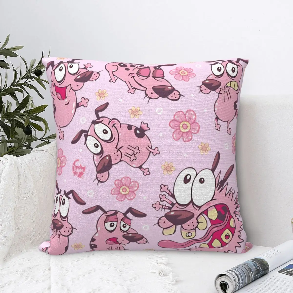 C-Courages Cowardly Dog Emote Pillowcase Soft Polyester Cushion Cover Decorative Pillow Case Cover Bed Zipper 45*45cm