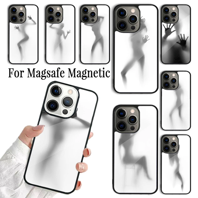 Coque Phone Case For iPhone 16 15 14 13 12 Mini 11 Pro Max Plus Magsafe Magnetic Wireless Charging Cover Woman Silhouettes