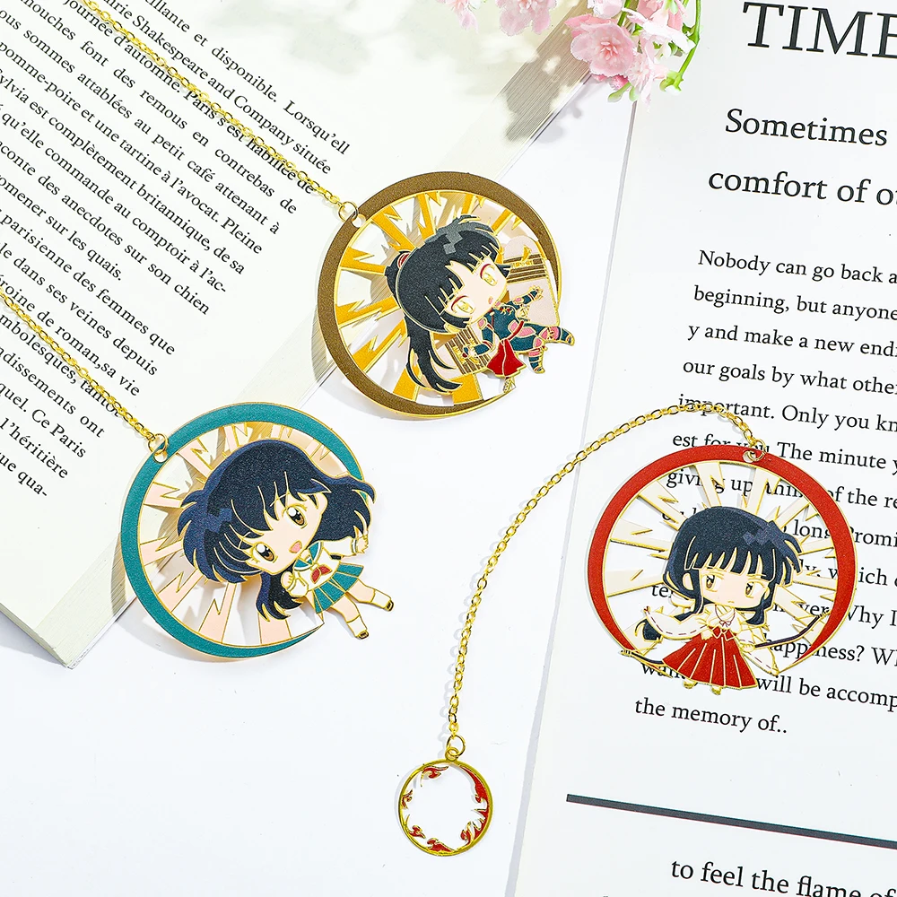 Inuyasha Anime Cartoon Metal Pendant Bookmarks Reading Accessories Collectible Stationery for Anime Lovers Christmas Gift