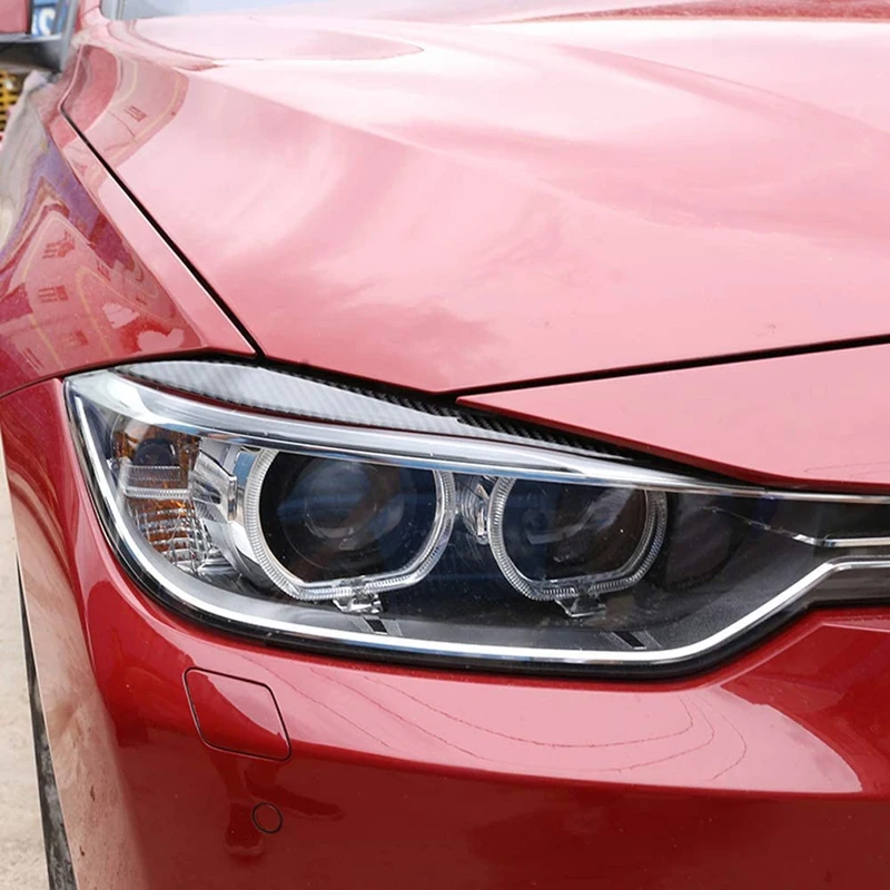 

Reliable-Carbon Fiber Car Front Headlight Eyebrows Sticker Trim Decoration Accessories For BMW- 3 Series F30 320I 325I 316I