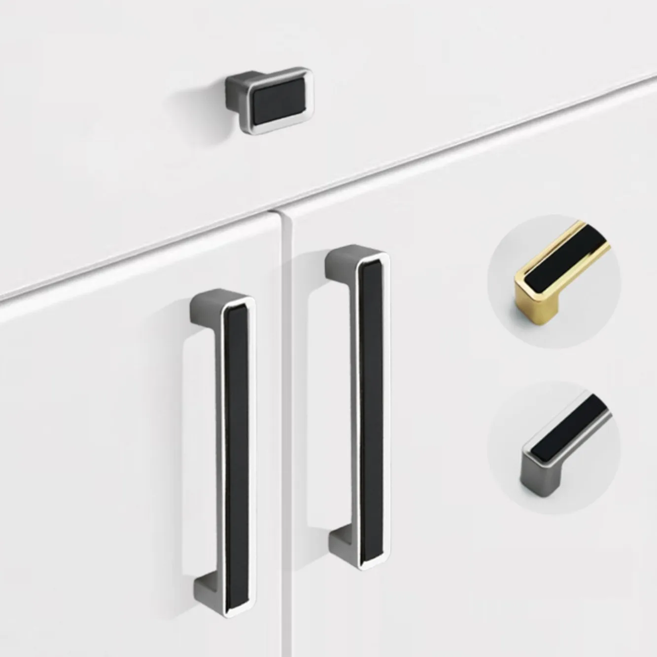 

High-End Golden Zinc Alloy Cabinet Door Handle Black Cabinet Door Handle Simple Drawer Handle Single Hole Furniture Handle Hardware Accessories