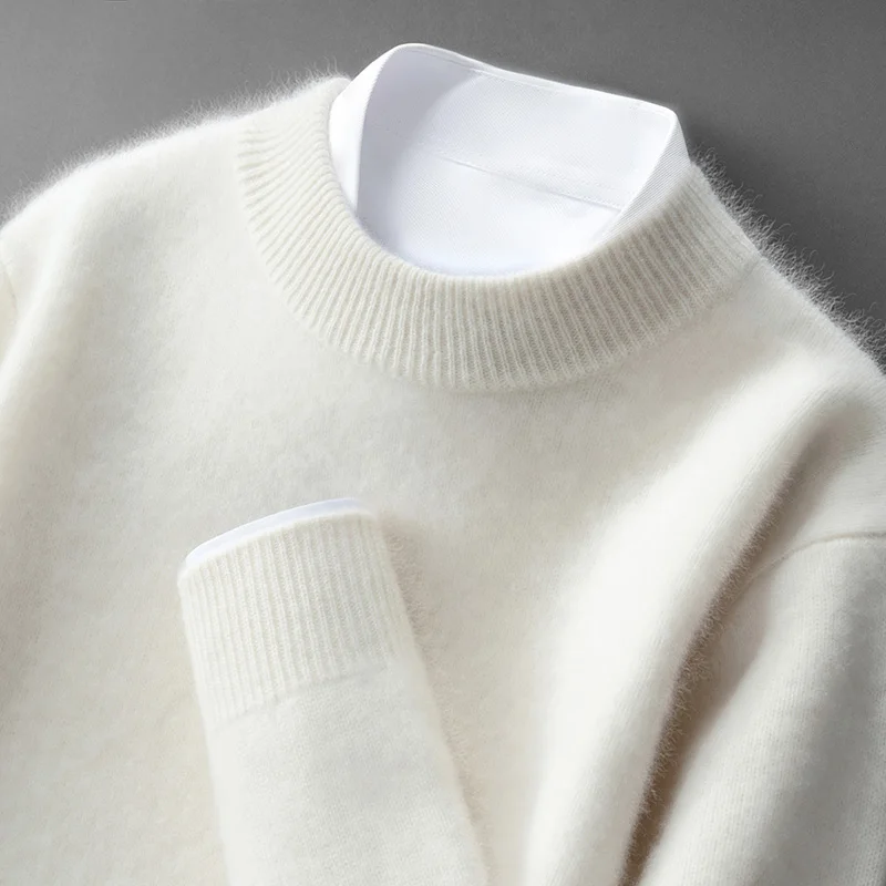 CHICUU 남성 기본 모크넥 캐시미어 풀오버 100% 캐시미어 스웨터 가을 겨울 두꺼운 따뜻한 긴팔 캐시미어 니트웨어 탑