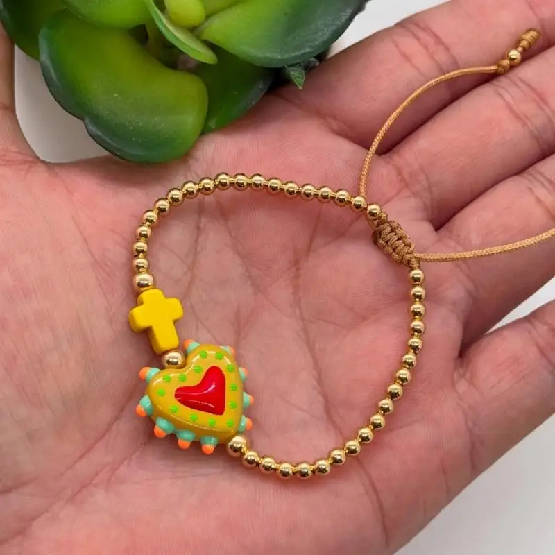 Damen Bohemian Perlenarmband mit bunten Herz- und Sternanhängern, verstellbare Kette, perfekt für den täglichen Gebrauch, Urlaub und als Geschenk. – Detail 1