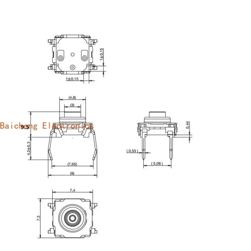 20PCS Insert 4-pin 6 * 6 * 9.5mm waterproof and dustproof button reset micro touch switch button