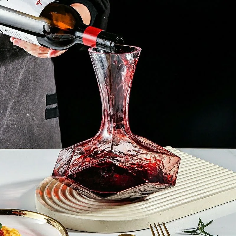 Crystal Geometric Shaped Sobering Device Luxury European Style Red Wine Pot Lead Free Glass Decanter