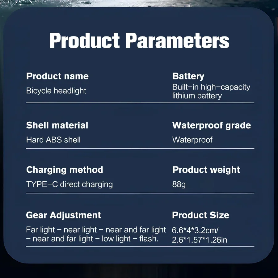LED Portable Flashlight, Built-in Battery USB Charging, Power Display Function, Waterproof Bicycle Light, Bicycle Accessories