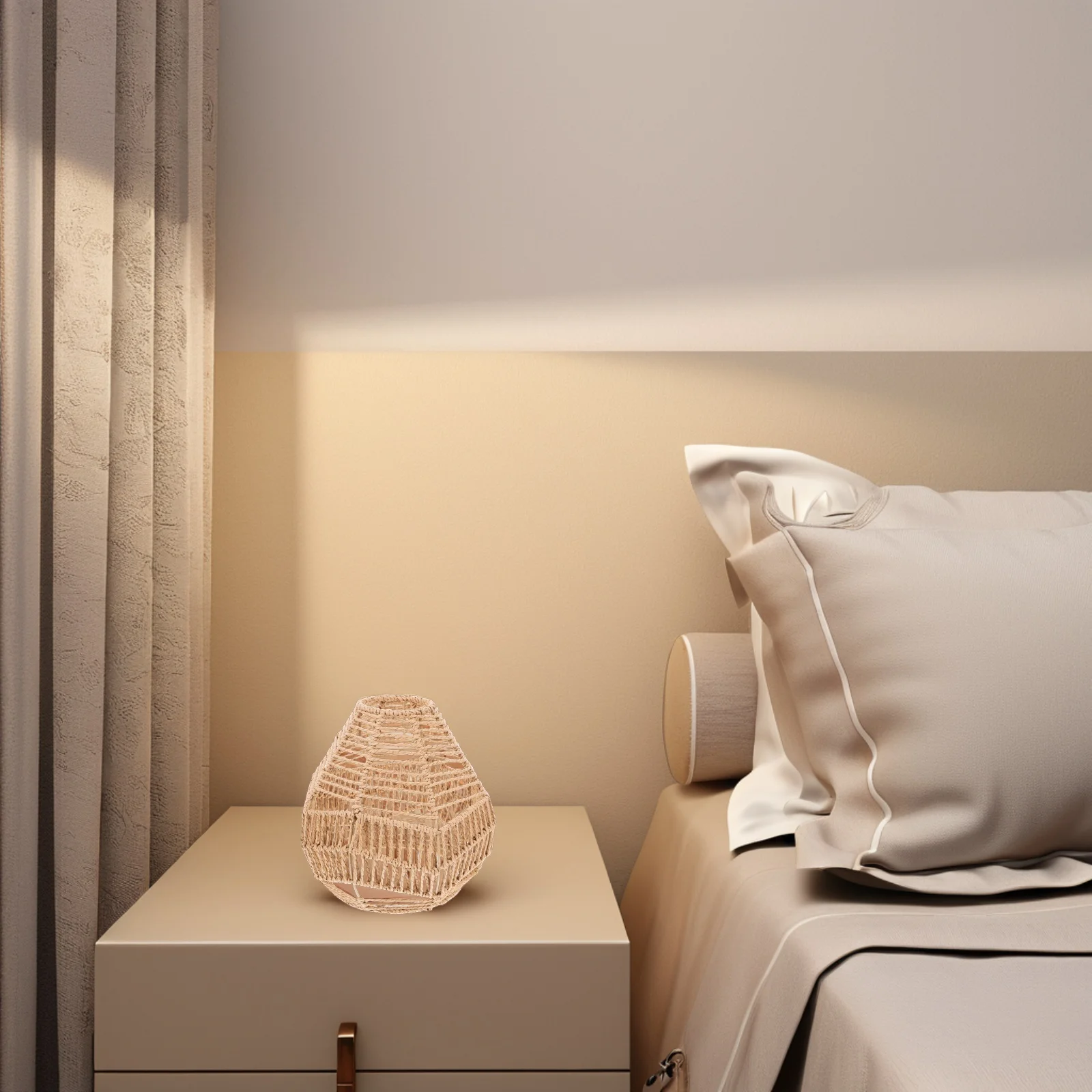 

H Woven Lampshade Hanging Light Fixture Imitation Rattan Paper Vintage Pendant Shades Replacement Lampshades Ceiling Light