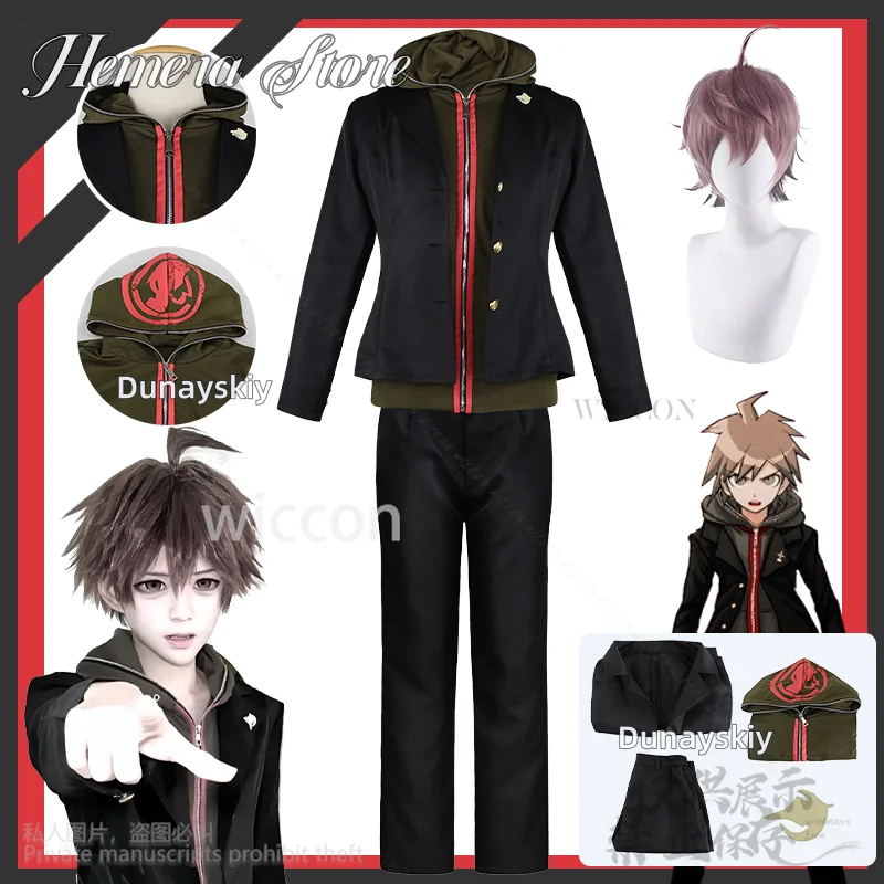 

Аниме Super Naegi Makoto Danganronpaaa Косплей Зеленая и черная куртка Брюки Cutecore Униформа Парики для Хэллоуина по индивидуальному заказу
