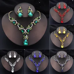 Fashion Multiple Crystal Prom Wedding Jewelry Sets for Women Accessories Peacock Necklace Earrings Bridal Jewelry Set