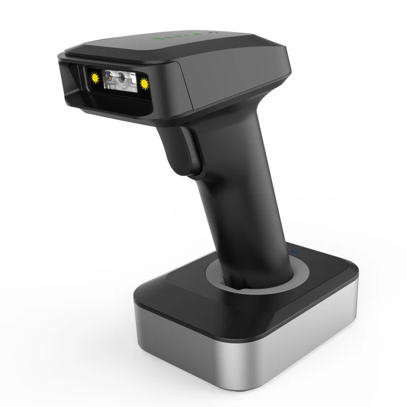 1904 Wireless Barcode Scanner with Memory Plus Charging Cradle Battery Indicator A4 Size Stock Black Hand Vibrator