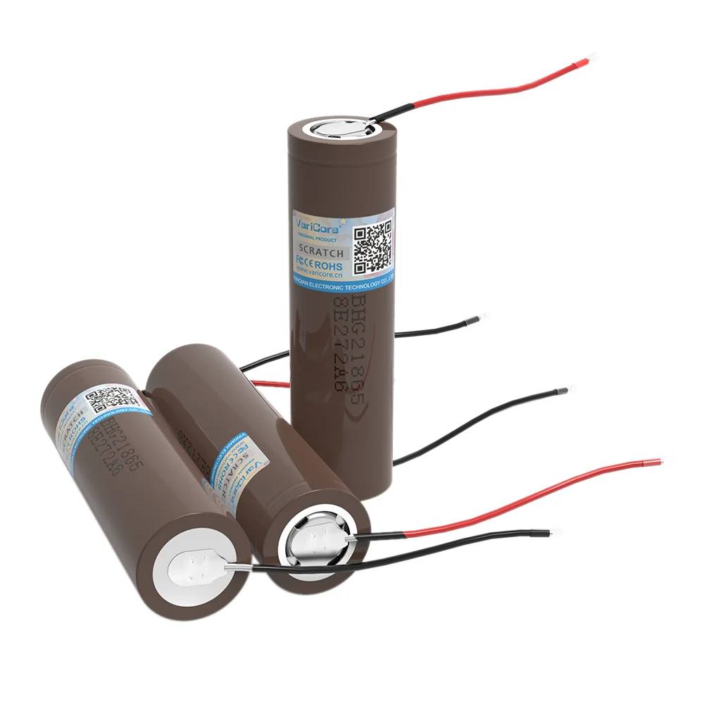VariCore جديد HG2 18650 3000mAh بطارية قابلة للشحن 18650HG2 3.6 فولت تفريغ 20A ، بطاريات مخصصة + كابل هلام السيليكا DIY
