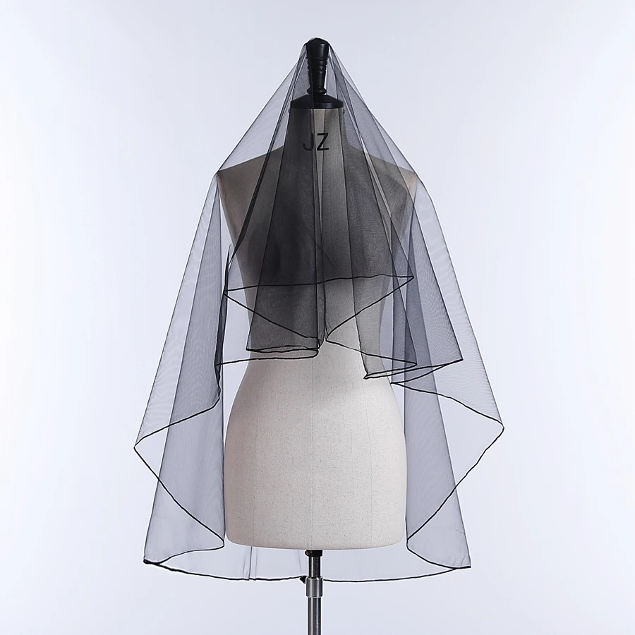 

Новое поступление, короткая черная фата, однослойная элегантная женская простая свадебная фата Velo De Novias Voile De Mariée