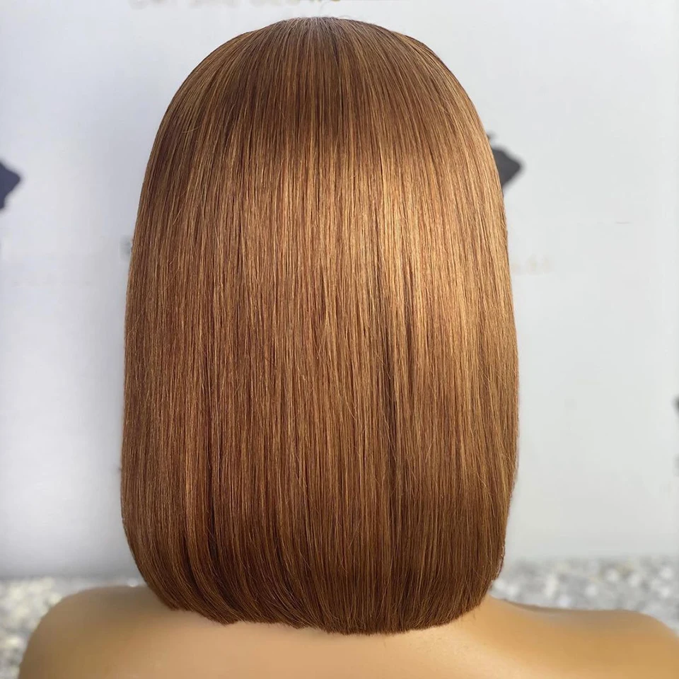 Soft Short Bob Ombre Blonde Straight 180Density Lace Front Wig For Black Women With Baby Hair Preplucked Natural Hairline Daily
