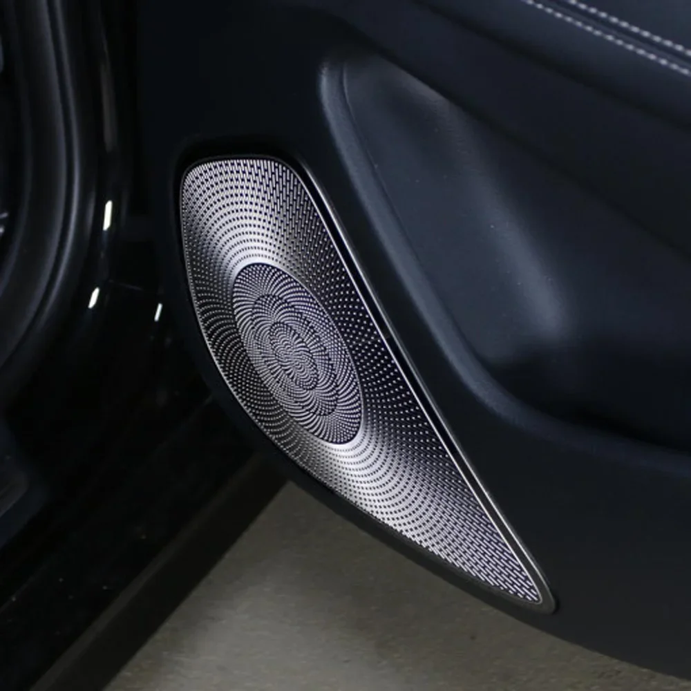 باب السيارة غطاء مكبر الصوت ل Genesis G70 الفولاذ المقاوم للصدأ الداخلية صب الديكور مكبر الصوت لوحة ملصقات اكسسوارات السيارات #3