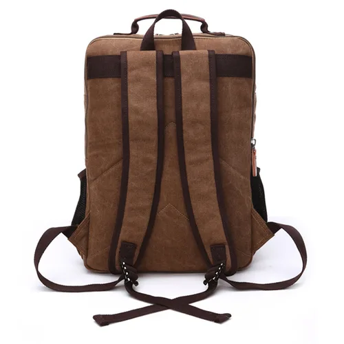 Imagen 2 del producto Mochila de lona Vintage para hombre, bolso de hombro de viaje de gran capacidad, de alta calidad, a la moda, para estudiantes, para ordenador portátil