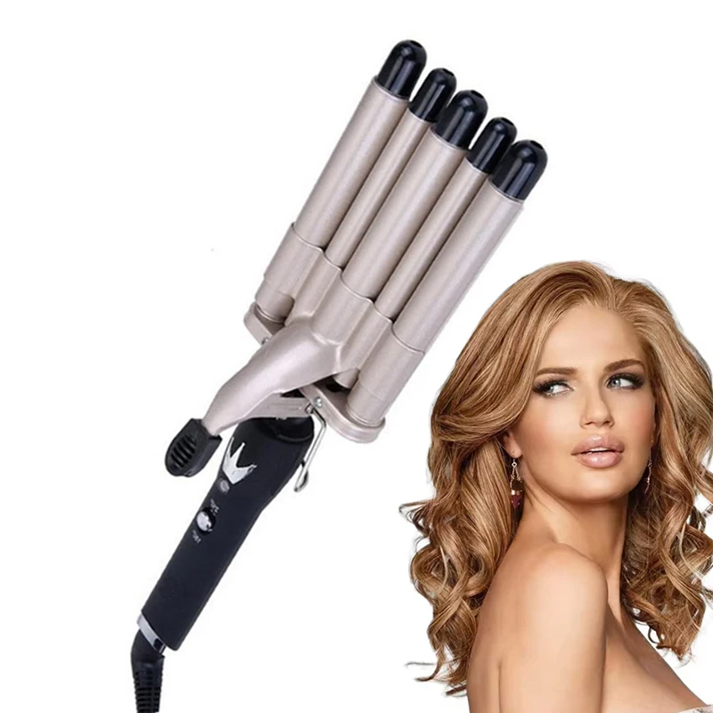 Керамические щипцы для завивки волос, палочка для завивки волос, быстрый нагрев, пятибчатые инструменты для завивки волос, ЖК-дисплей температуры, тип нагревателя PTC для всех волос