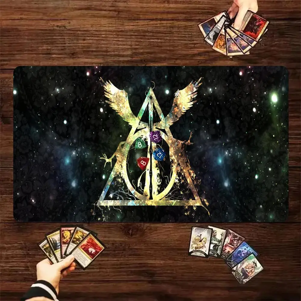 Large Golden Magic Symbol play mat  Galaxy Mystical Triangle Pattern Desk Mat Anti‑Slip Rubber Base Extended Keyboard Mouse pad