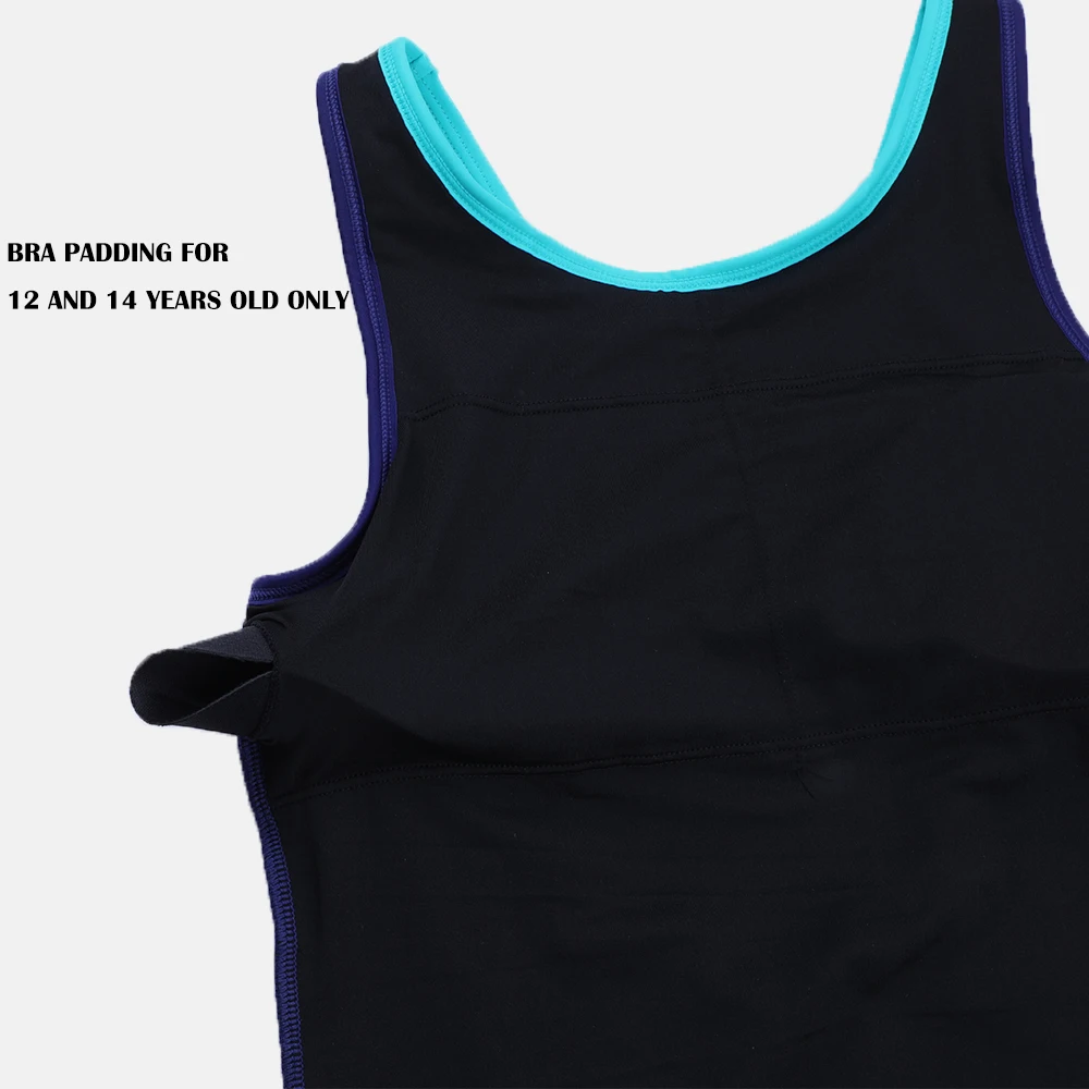 Anfilia Maiô esportivo de uma peça para meninas tamanho 8-14 Boyleg alta elástica Racerback traje de banho para treinamento atlético