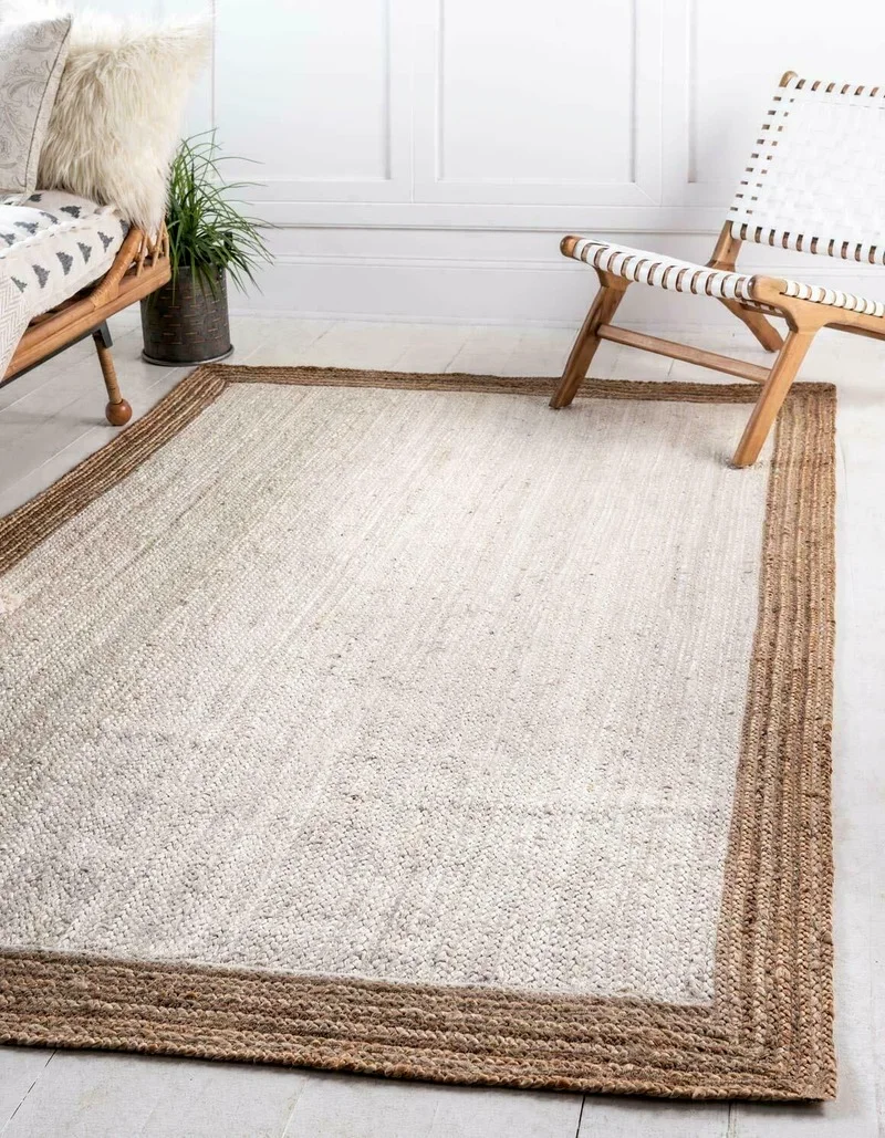 Jute Woven Carpet 100% Natural Home Decoration Hand-woven Rustic White Home Decoration Area Kawaii Rug Prayer Mat Muslim