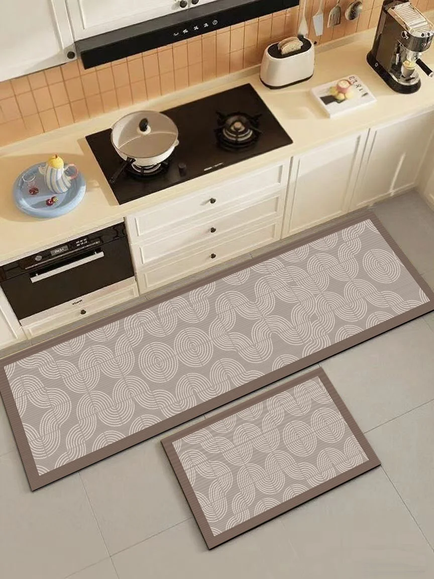 New Kitchen & Bathroom Rugs, Textured Light Gray Faux Marble, Slip-Resistant, Highly Absorbent, Easy Clean.