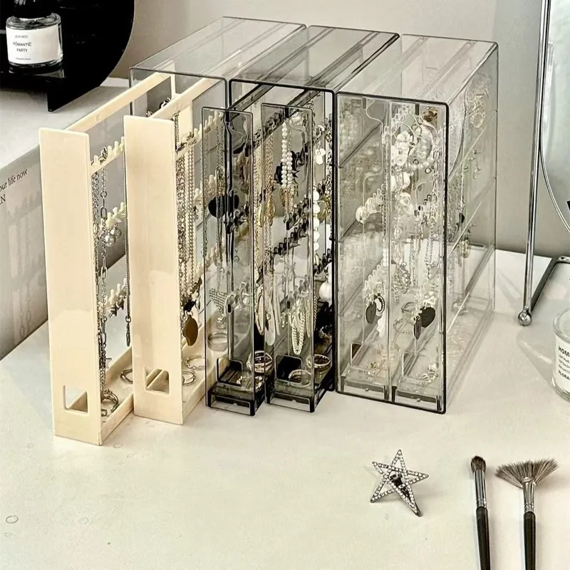 1 Pc Dustproof Transparent Necklace Storage Box, Anti-Tangle Jewelry Stand, Necklace & Bracelet Jewelry Display & Organizer Rack