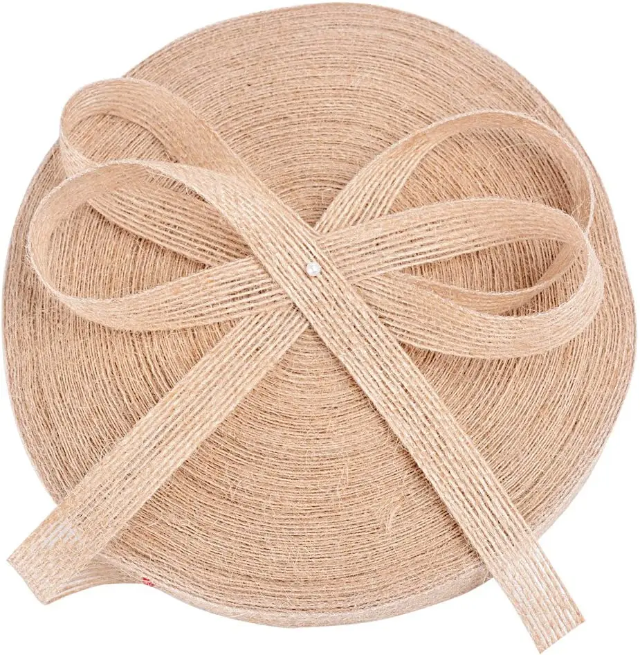 25M x 1.5CM Cinta de Arpillera Cinta de Yute Natural para Envolver Regalos Navidad Boda Manualidades Artesannia