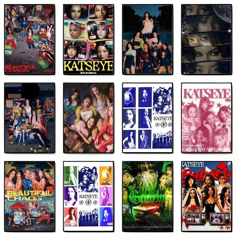 K-pop Girl Group Katseye Poster Self-adhesive Art Waterproof Sticker Coffee House Dorm Room Wall Decor