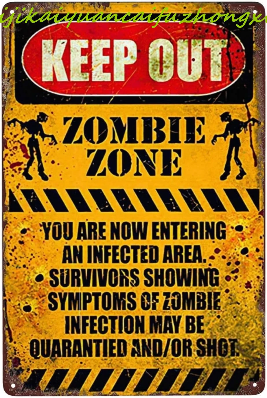 Signkeep Out, Zombie Zone Metal Sign Warning Sign Safety Signs For Home Outdoor Garden 8x12 Inches