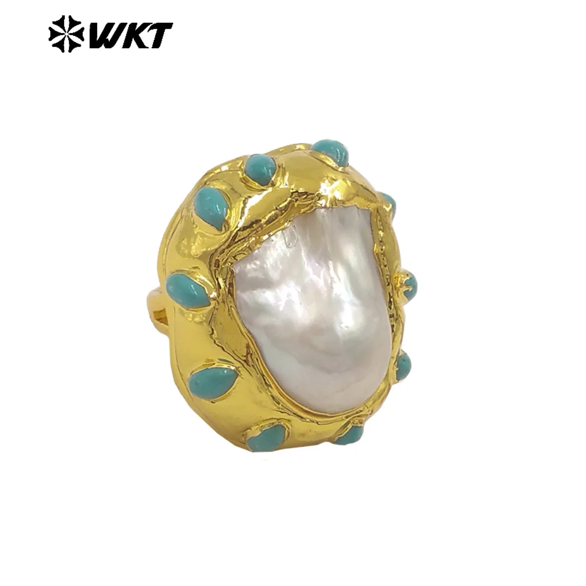 

WT-MPR140 2025 High Quality Exquisite Natural Baroque Pearl US7 Ring With 18K Real Gold Plated For Women Dressing