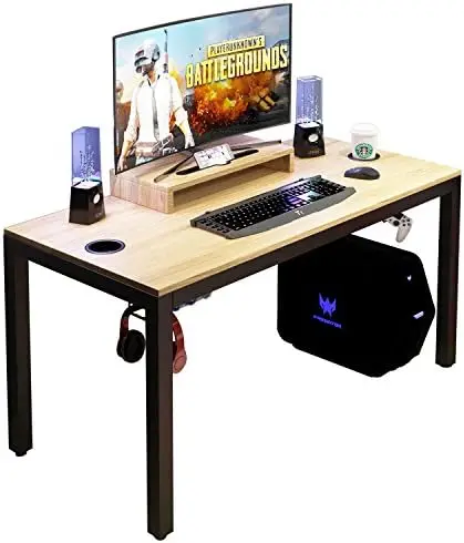 

Gaming Computer Desk, 47 inches Desk Gaming Table Workstation Desk with Display Stand and Cable Management and Headphone Holder,