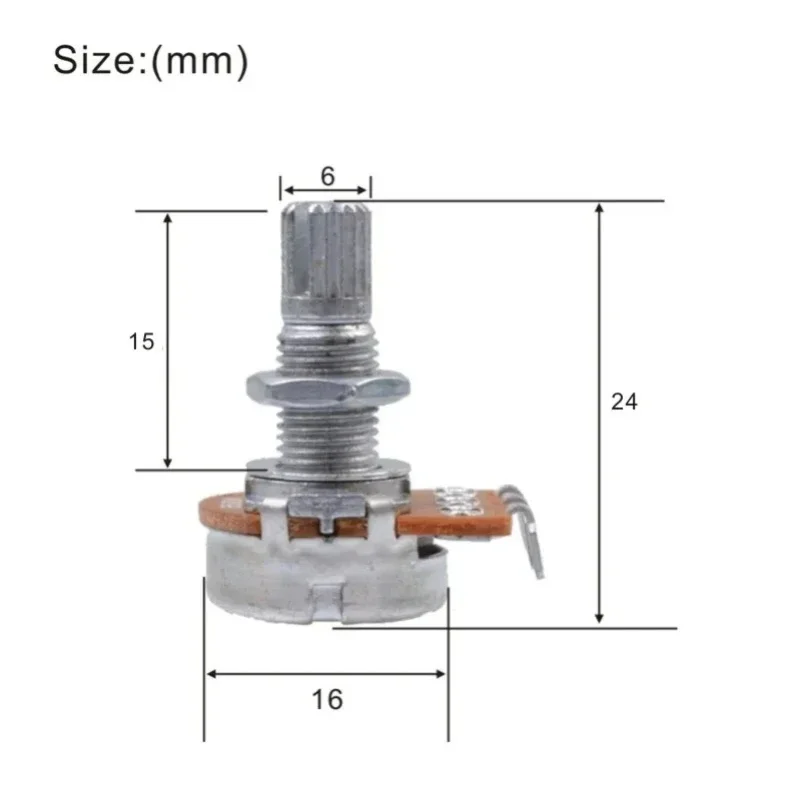 30Pcs A250K/B250K 15mm ELectric Bass Guitar Volume Tone Pots Audio Tone Switch Potentiometer