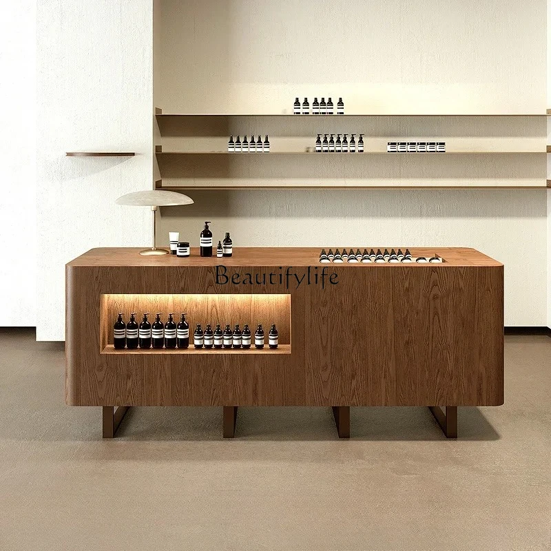 

Island Display Cabinet Vintage Style Display Stand Beauty Salon Product Display Stand with Lighting Customization