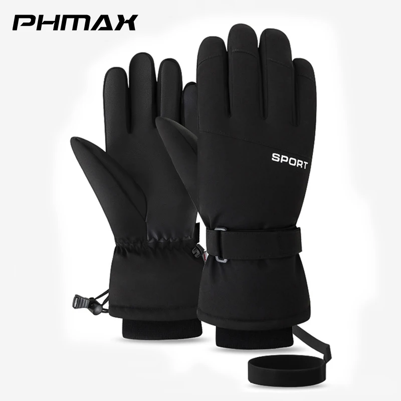 

PHMAX Winter Men's Gloves Ski Gloves Polyester Sport Outdoor Anti-slip Snowboard Glove Skating Motorcycle Touch Screen Fleece
