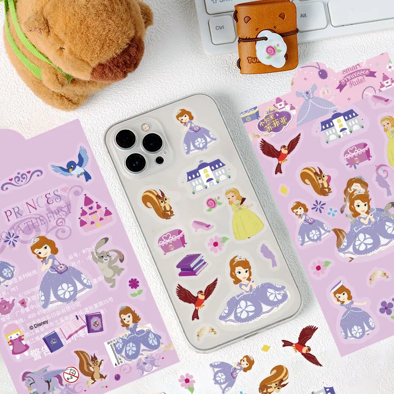 2 pezzi adesivi principessa Sofia Disney decalcomanie graffiti estetiche trasparenti per bambini laptop bagagli scrapbook adesivo diario