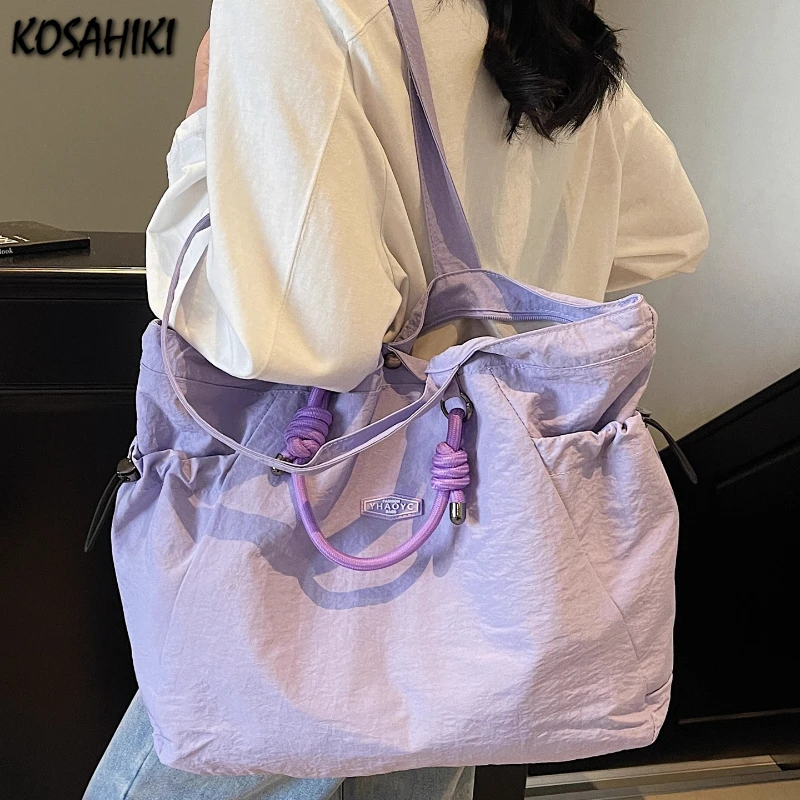 

Vintage Y2k Aesthetic Travel Women Handbags All Match Vintage Simple Shoulder Underarm Bag High-capacity Solid Casual Tote Bags