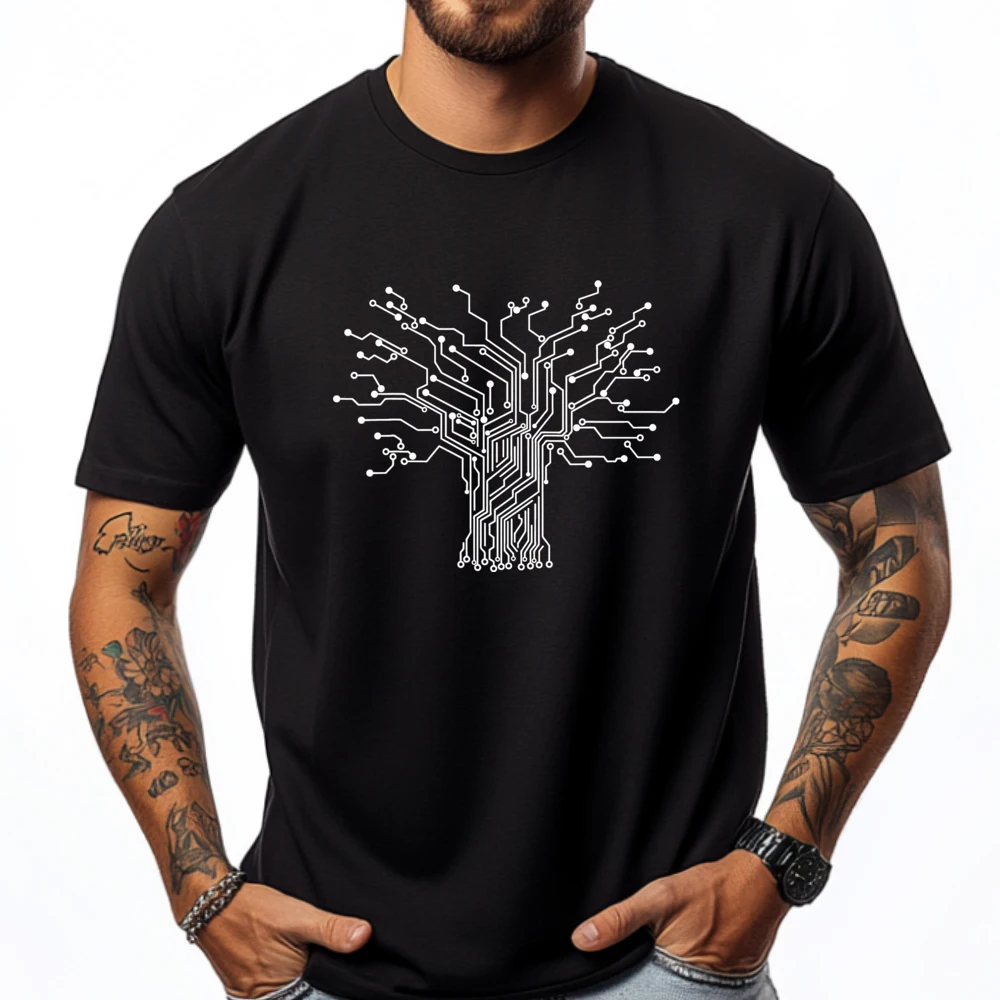 

Electronics Technician Binary Tree Electrical Engineer Shirts Tee Unisex Gifts For Men White Tee T-Shirt Tshirt Printed On